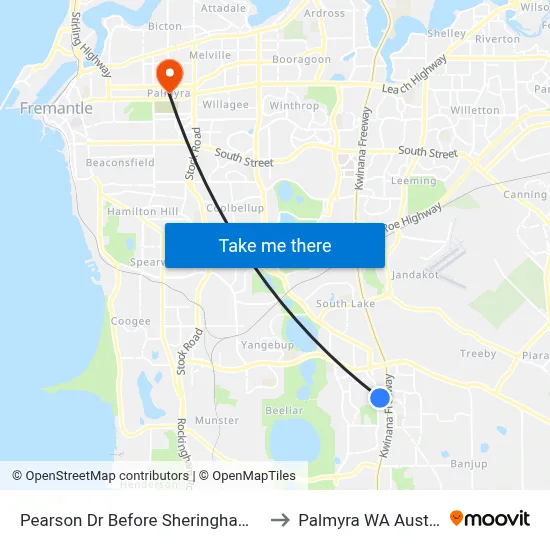 Pearson Dr Before Sheringham Bend to Palmyra WA Australia map