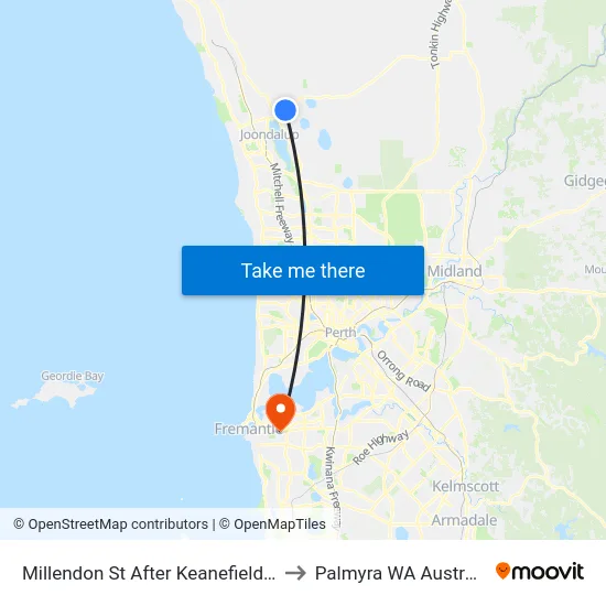 Millendon St After Keanefield Dr to Palmyra WA Australia map