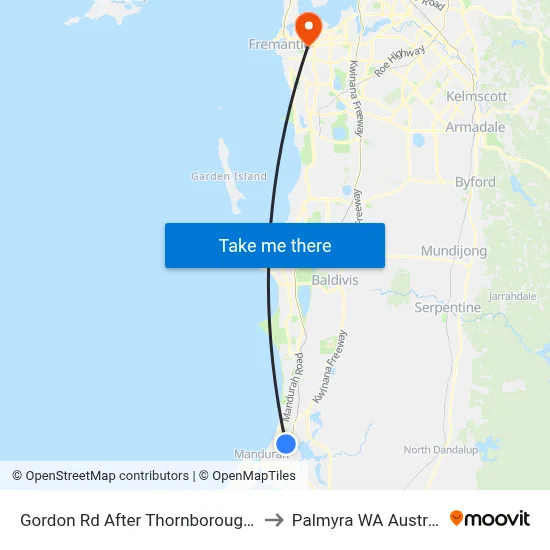 Gordon Rd After Thornborough Rd to Palmyra WA Australia map