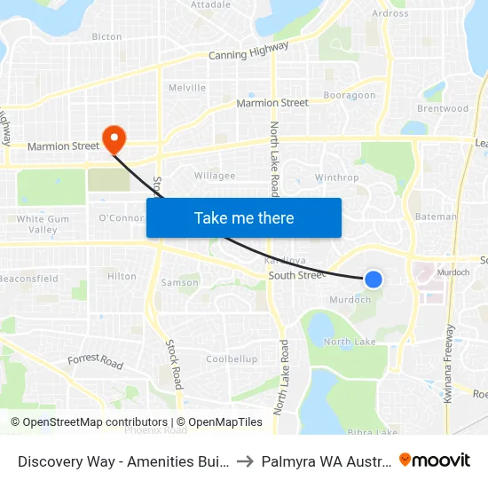 Discovery Way - Amenities Building to Palmyra WA Australia map