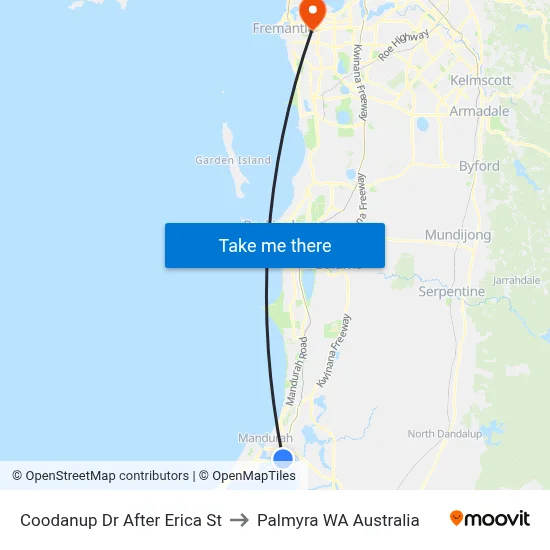 Coodanup Dr After Erica St to Palmyra WA Australia map