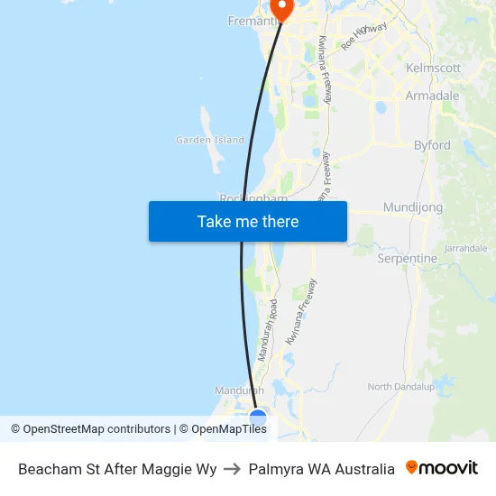 Beacham St After Maggie Wy to Palmyra WA Australia map