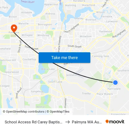 School Access Rd Carey Baptist College to Palmyra WA Australia map