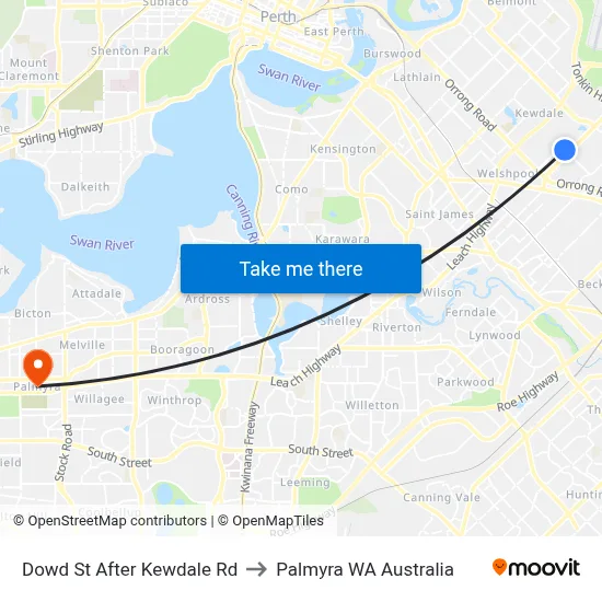Dowd St After Kewdale Rd to Palmyra WA Australia map