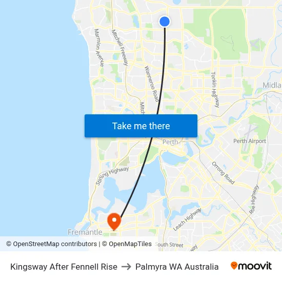 Kingsway   After Fennell Rise to Palmyra WA Australia map