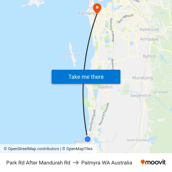 Park Rd After Mandurah Rd to Palmyra WA Australia map
