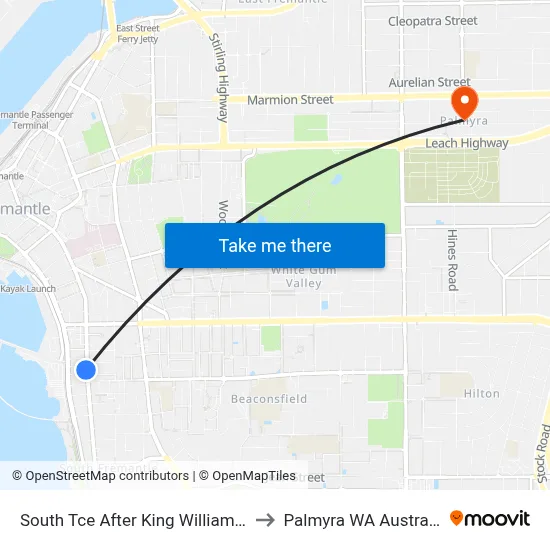 South Tce After King William St to Palmyra WA Australia map