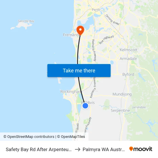 Safety Bay Rd After Arpenteur Dr to Palmyra WA Australia map