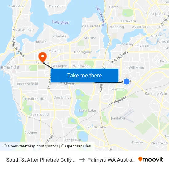 South St After Pinetree Gully Rd to Palmyra WA Australia map