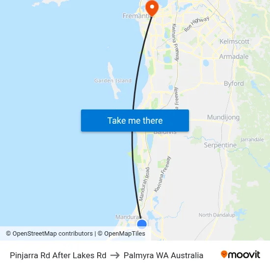 Pinjarra Rd After Lakes Rd to Palmyra WA Australia map