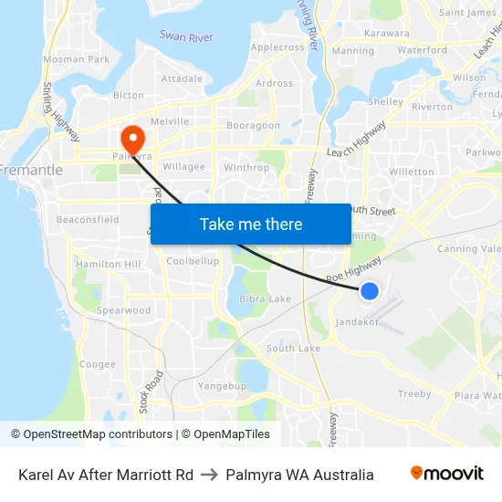 Karel Av After Marriott Rd to Palmyra WA Australia map