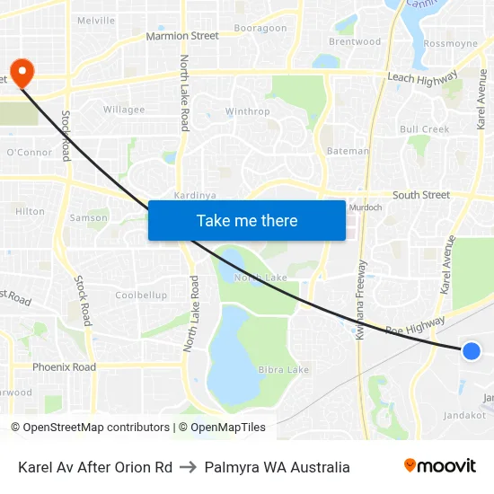 Karel Av After Orion Rd to Palmyra WA Australia map