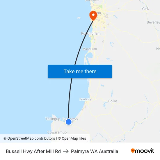 Bussell Hwy After Mill Rd to Palmyra WA Australia map