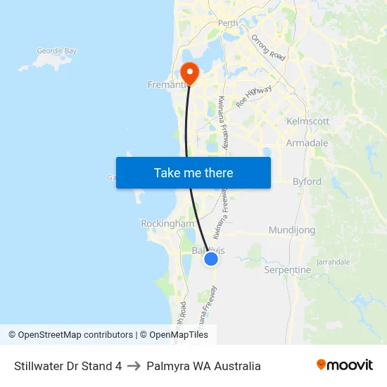 Stillwater Dr Stand 4 to Palmyra WA Australia map