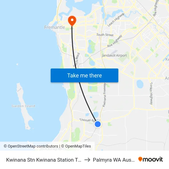 Kwinana Stn Kwinana Station Transwa to Palmyra WA Australia map