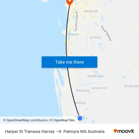 Harper St Transwa Harvey to Palmyra WA Australia map