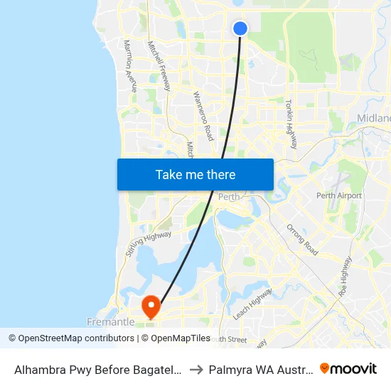 Alhambra Pwy Before Bagatelle Rd to Palmyra WA Australia map