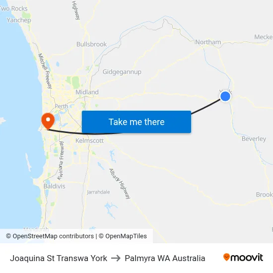 Joaquina St Transwa York to Palmyra WA Australia map