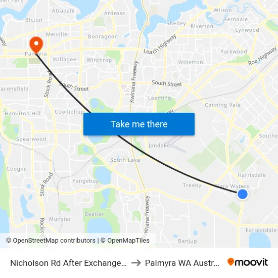 Nicholson Rd After Exchange Av to Palmyra WA Australia map