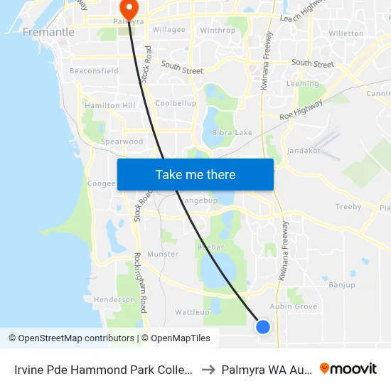 Irvine Pde Hammond Park College Stand 1 to Palmyra WA Australia map