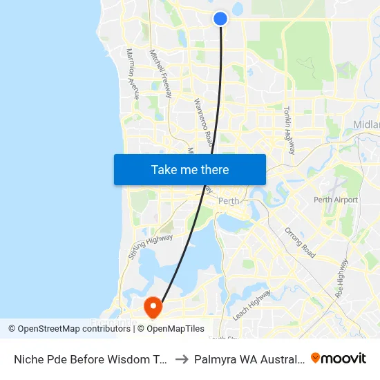 Niche Pde Before Wisdom Tce to Palmyra WA Australia map