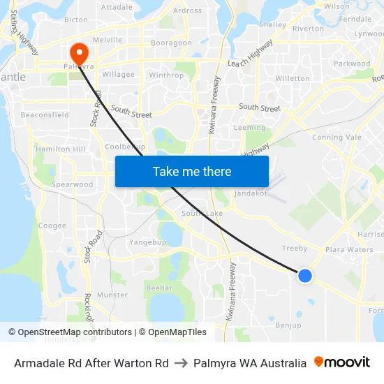Armadale Rd After Warton Rd to Palmyra WA Australia map