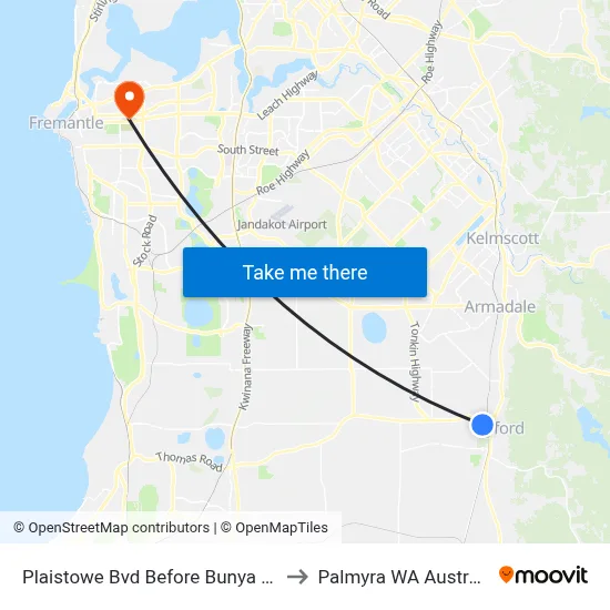 Plaistowe Bvd Before Bunya Grn to Palmyra WA Australia map