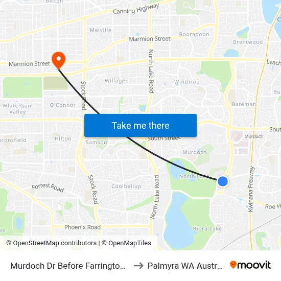 Murdoch Dr Before Farrington Rd to Palmyra WA Australia map