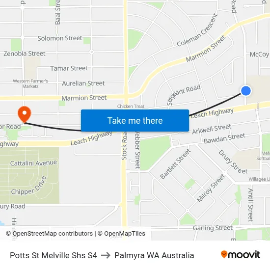 Potts St Melville Shs S4 to Palmyra WA Australia map