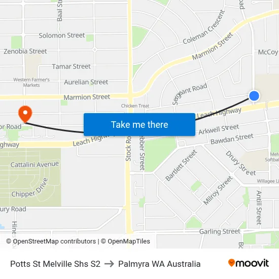 Potts St Melville Shs S2 to Palmyra WA Australia map
