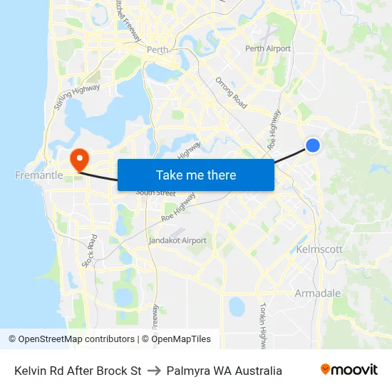 Kelvin Rd After Brock St to Palmyra WA Australia map