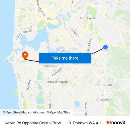Kelvin Rd Opposite Crystal Brook Caravan to Palmyra WA Australia map