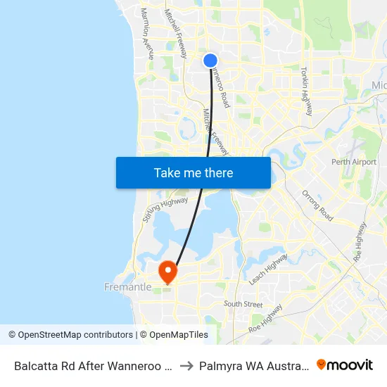 Balcatta Rd After Wanneroo Rd to Palmyra WA Australia map