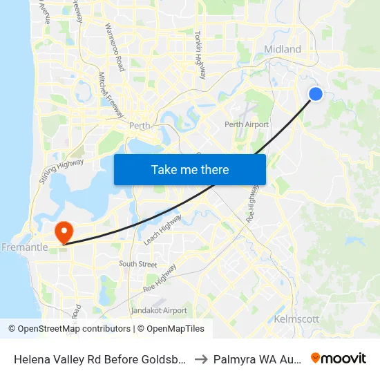 Helena Valley Rd Before Goldsbrough Ent to Palmyra WA Australia map