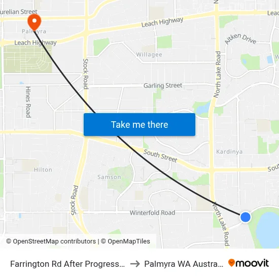 Farrington Rd After Progress  Dr to Palmyra WA Australia map