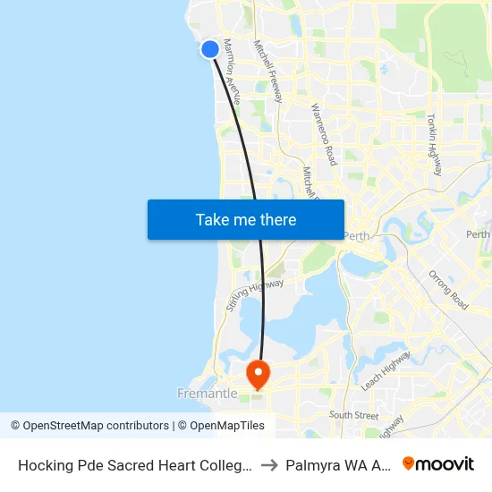 Hocking Pde Sacred Heart College Stand 1 & 2 to Palmyra WA Australia map
