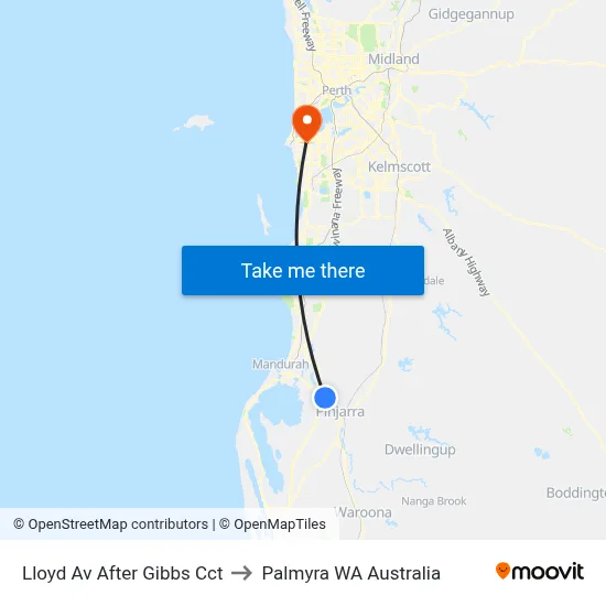 Lloyd Av After Gibbs Cct to Palmyra WA Australia map