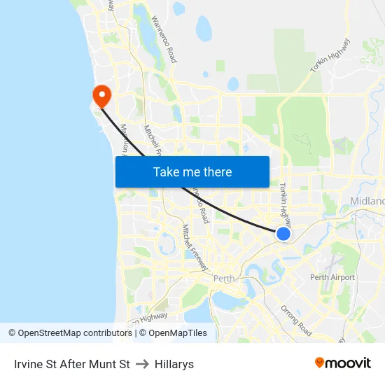 Irvine St After Munt St to Hillarys map