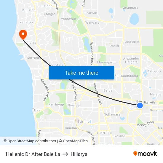 Hellenic Dr After Bale La to Hillarys map
