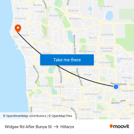 Widgee Rd After Bunya St to Hillarys map
