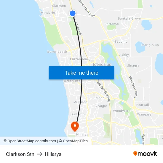 Clarkson Stn to Hillarys map