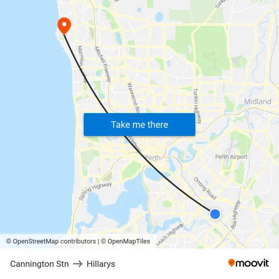 Cannington Stn to Hillarys map