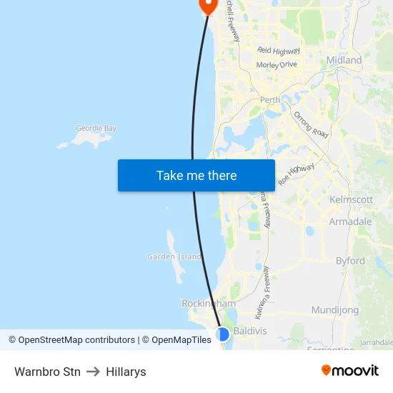 Warnbro Stn to Hillarys map