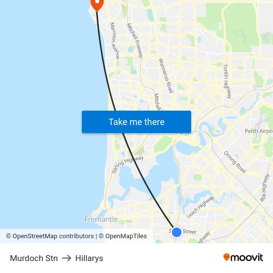 Murdoch Stn to Hillarys map