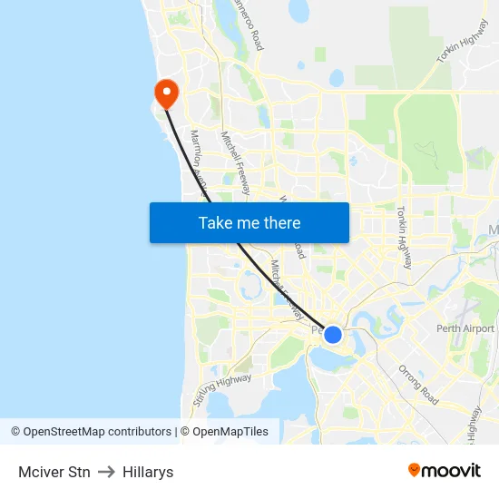 Mciver Stn to Hillarys map