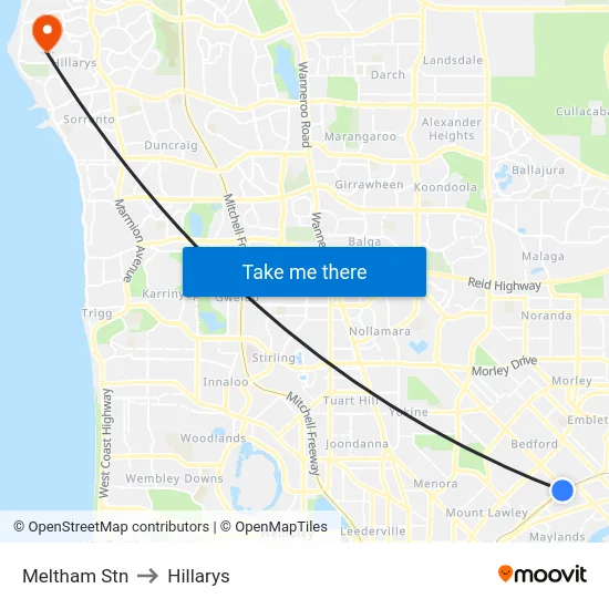 Meltham Stn to Hillarys map