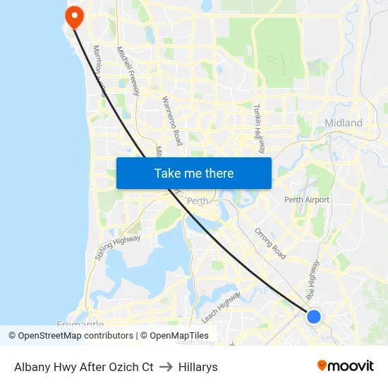 Albany Hwy After Ozich Ct to Hillarys map