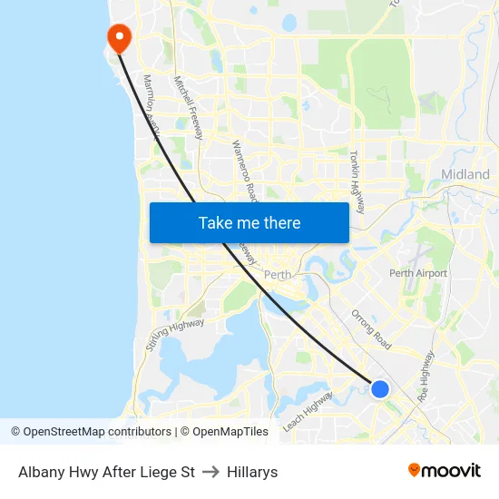 Albany Hwy After Liege St to Hillarys map