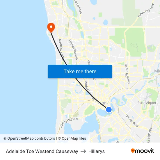 Adelaide Tce Westend Causeway to Hillarys map