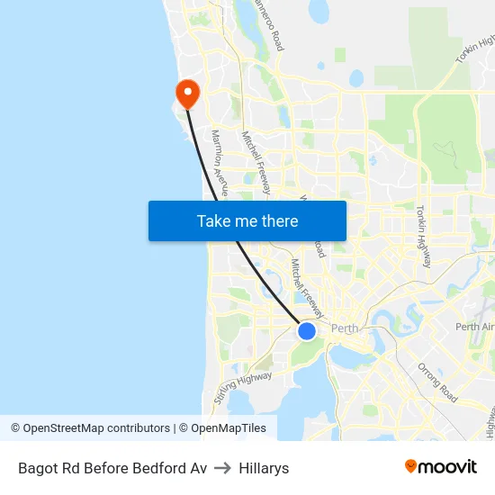 Bagot Rd Before Bedford Av to Hillarys map